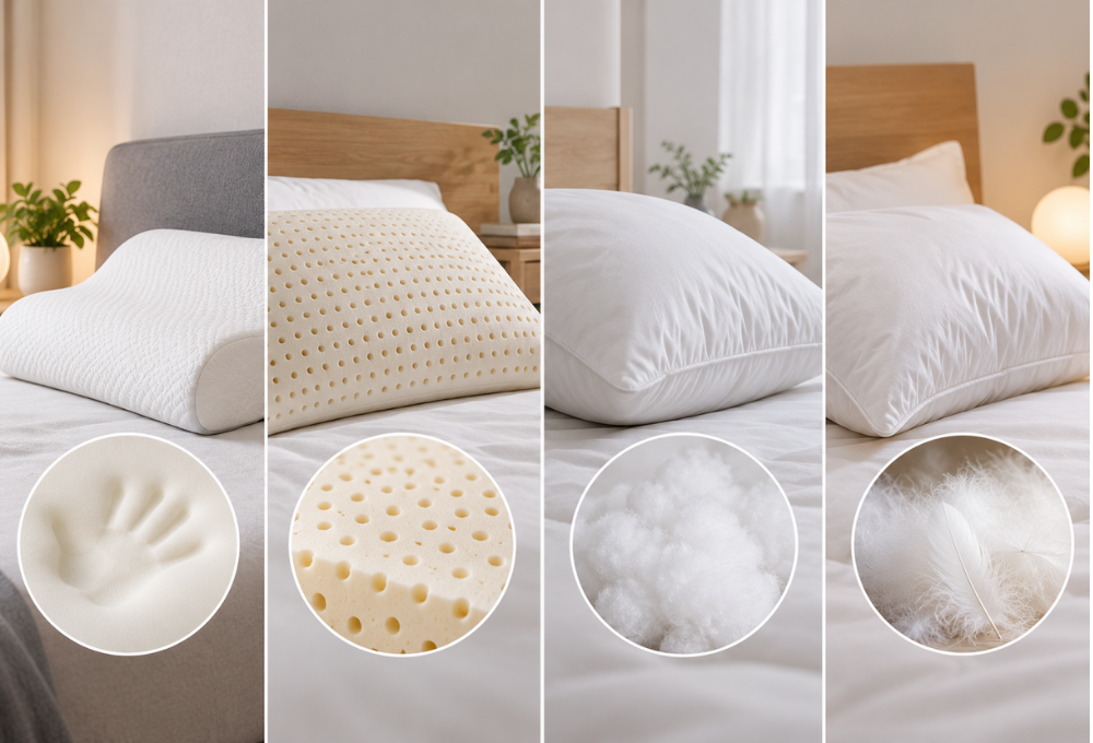 Memory Foam vs Latex vs Microfiber vs Down Pillows