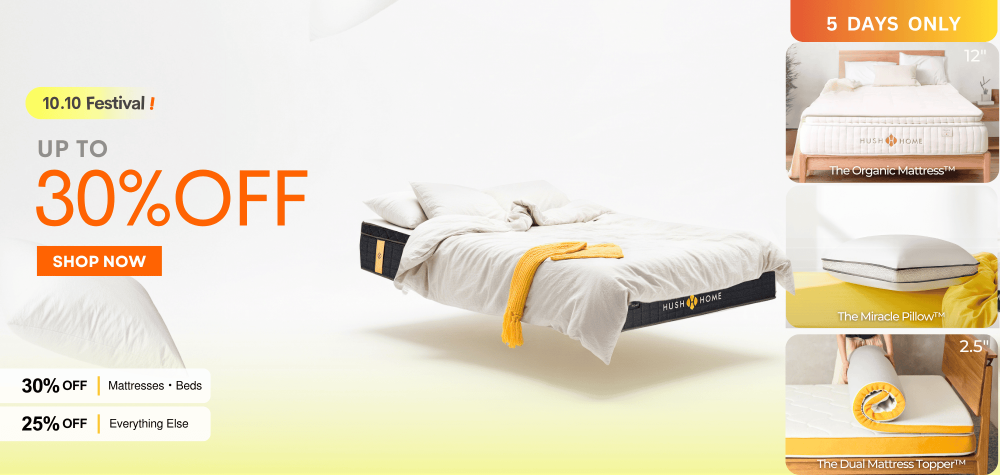 october 2025 double 10 sale at the best mattress, pillows, bed frames, bed sheets, duvet and bedding store in Hong Kong by hush Home