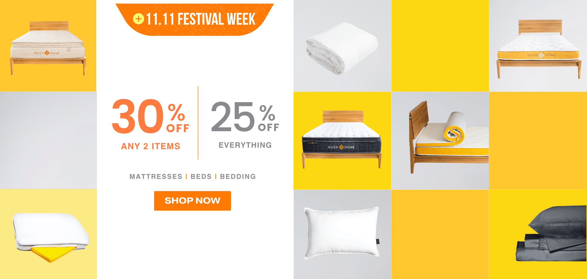 hong kong mattress brand singles day promotion 2025 the best mattress, pillows, bed frames, bed sheets, duvet and bedding store in Hong Kong by hush Home