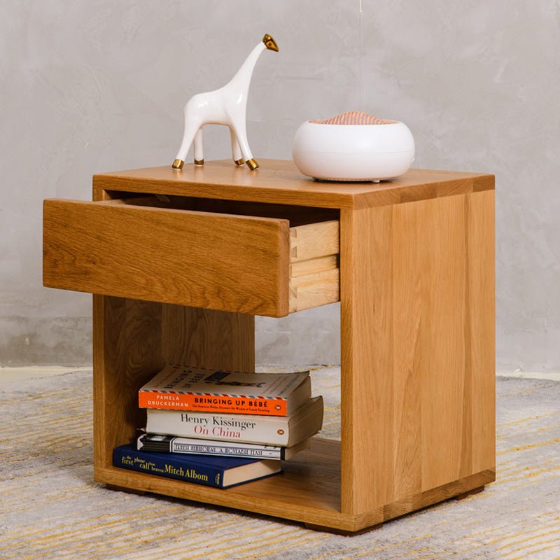 The Solid Wood Bedside Table and Nightstand - oak