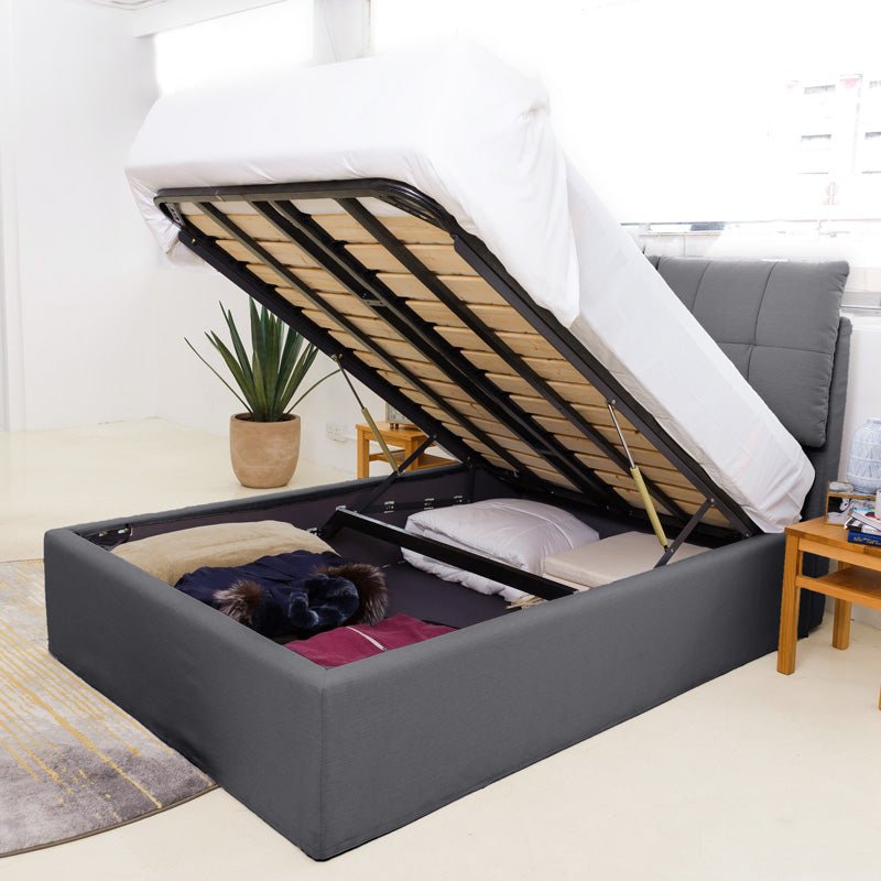 液壓儲物床 香港最佳儲物凳床 charcoal grey